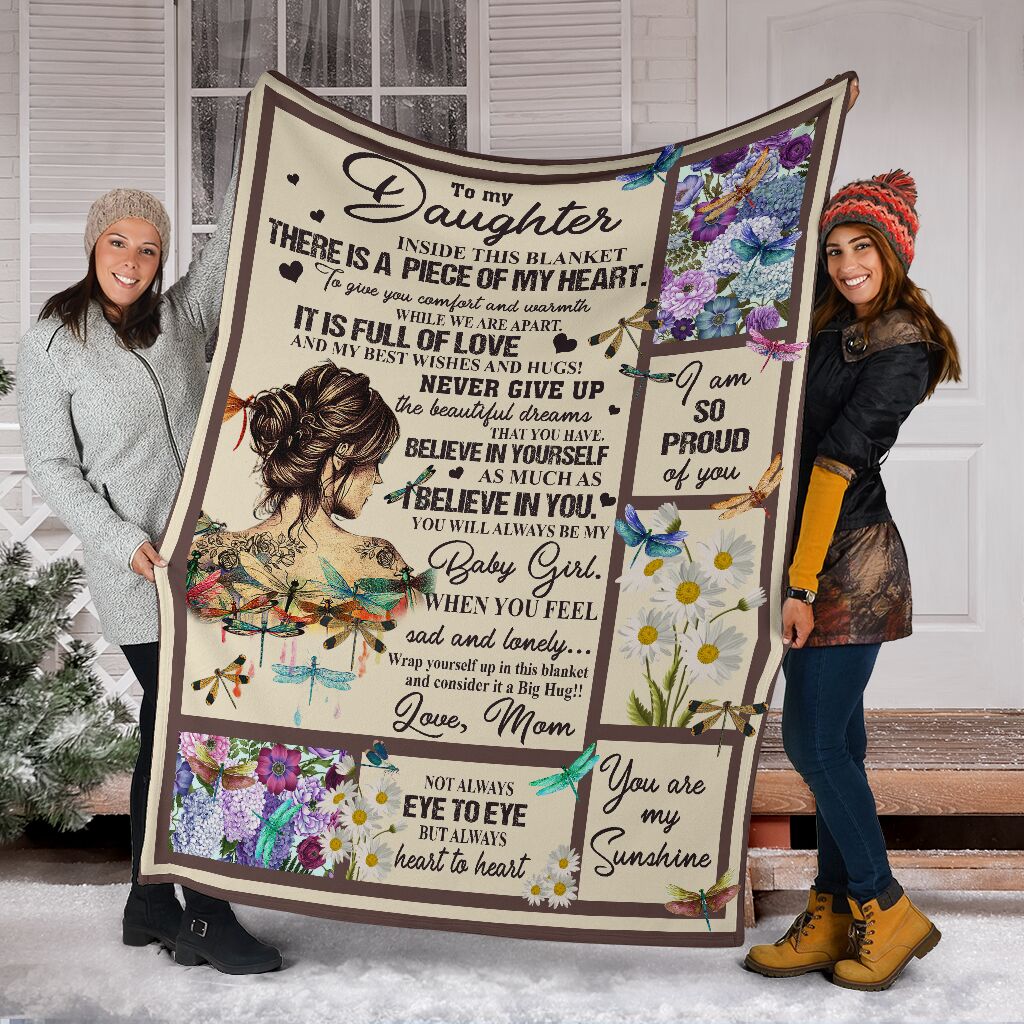 Dragonfly To My Daughter Flannel Blanket For Cozy Bedroom Sofa Decor