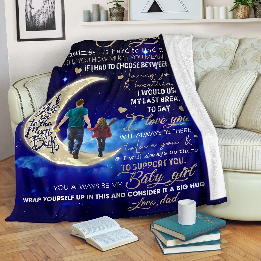 Family Dad To My Daughter Flannel Blanket For Cozy Bedroom Sofa Decor