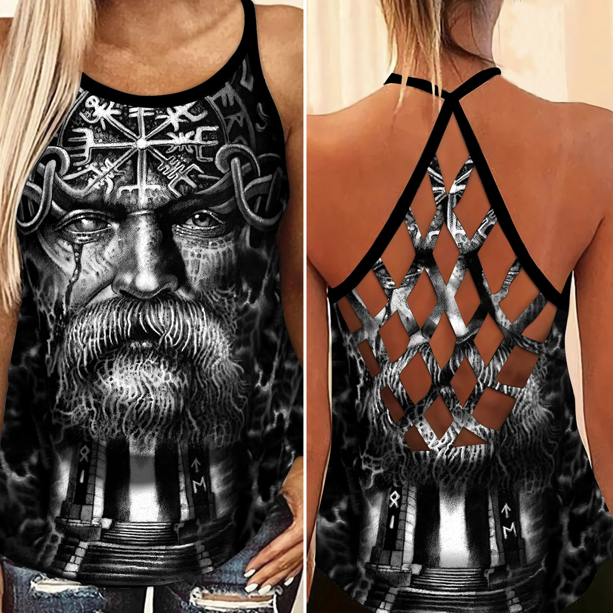 Viking Old Warrior Man Hollow Tank Top For Workouts Festivals And Bold Style