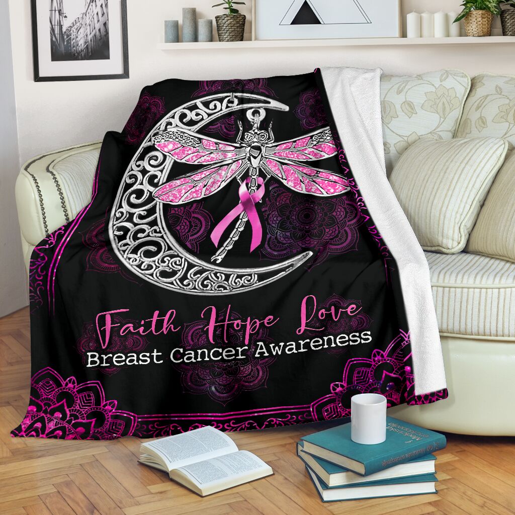 Breast Cancer Awareness Butterfly Flannel Blanket For Cozy Bedroom Sofa Decor