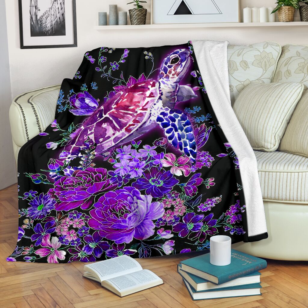 Turtle Purple Turtle Flannel Blanket For Cozy Bedroom Sofa Decor