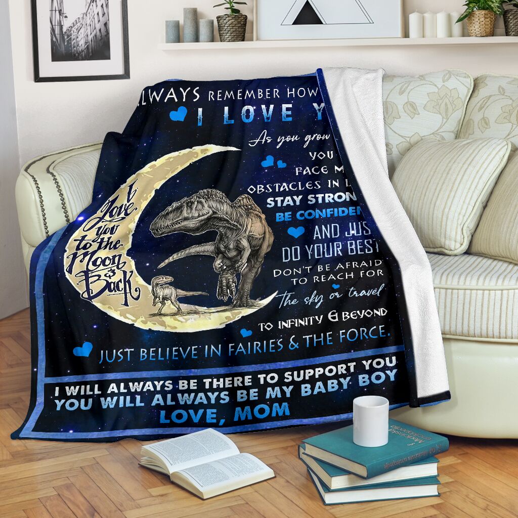 Dinosaur To My Son I Love You Flannel Blanket For Cozy Bedroom Sofa Decor