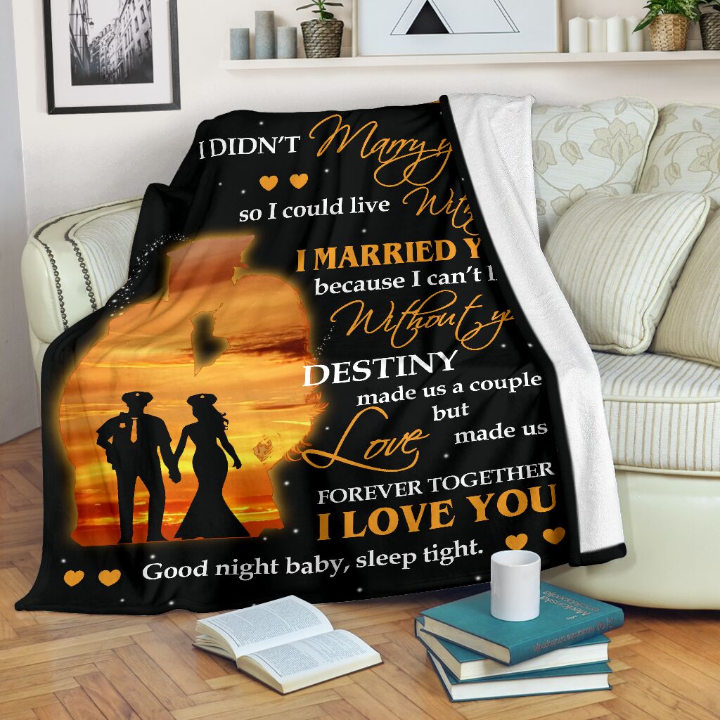 Police To My Husband Fathers Day Officer Flannel Blanket For Cozy Bedroom Sofa Decor