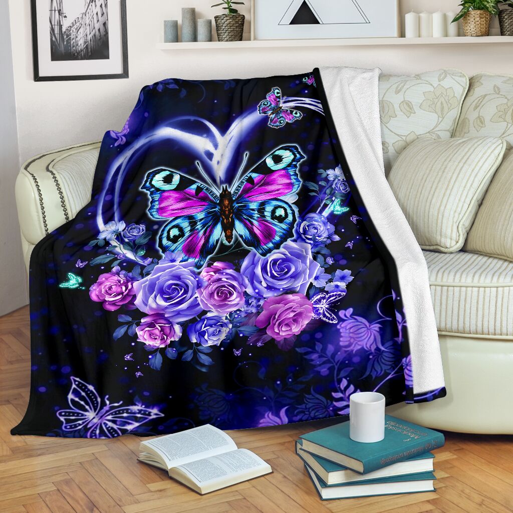 Butterfly Love Romantic Flannel Blanket For Cozy Bedroom Sofa Decor