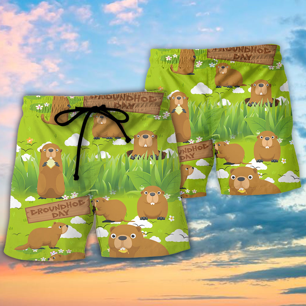 Floral Groundhog Day Garden Beach Shorts Pattern Detail For Sunny Day Adventures And Versatile Outdoor Wear