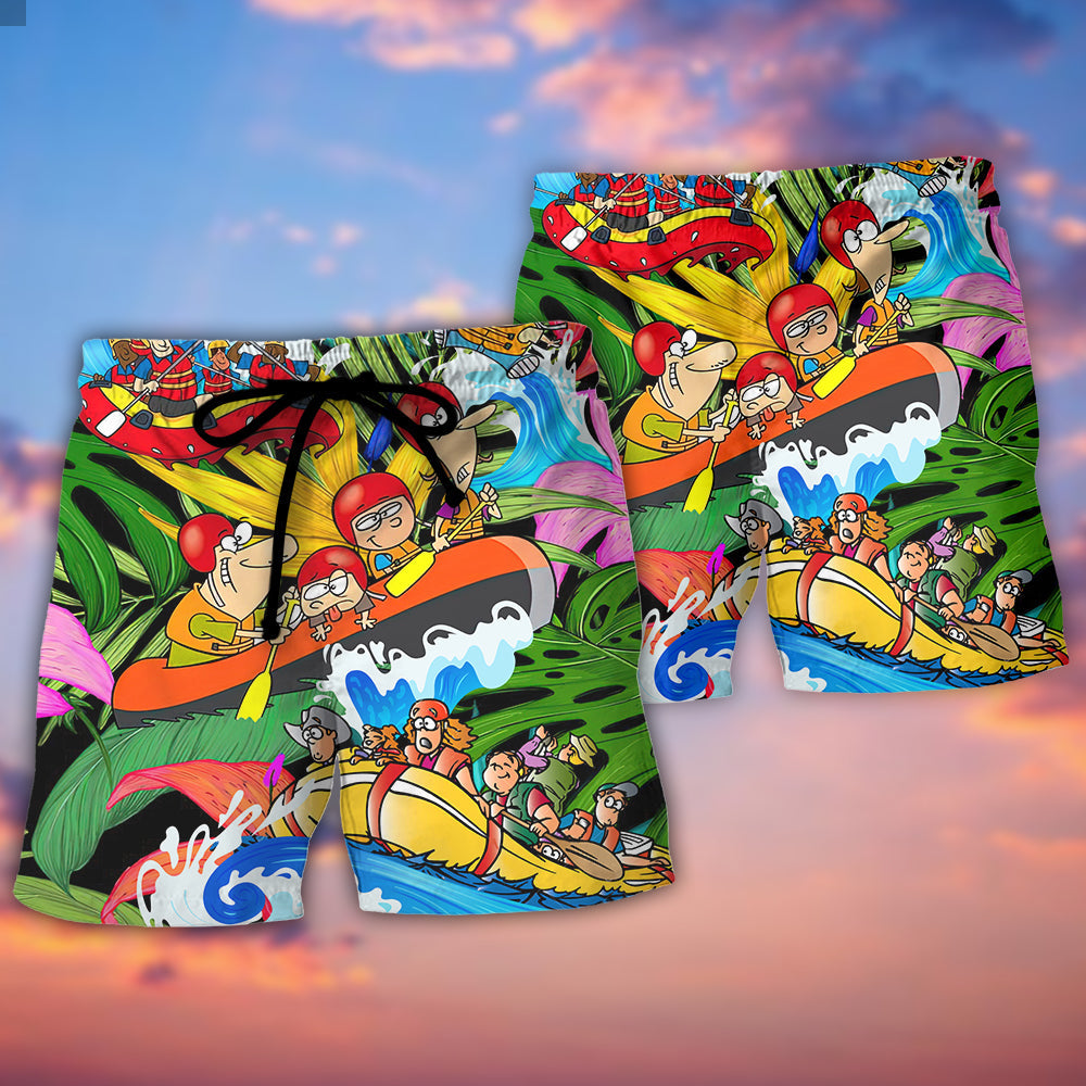 Tropical Rafting River Beach Shorts Pattern Detail For Casual Outings And Leisure And Relaxation