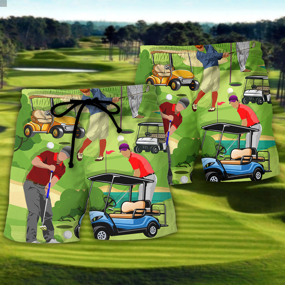 Golf They See Me Rolling Funny Golfer Quote Beach Shorts For Sports Fan Vacation Wear