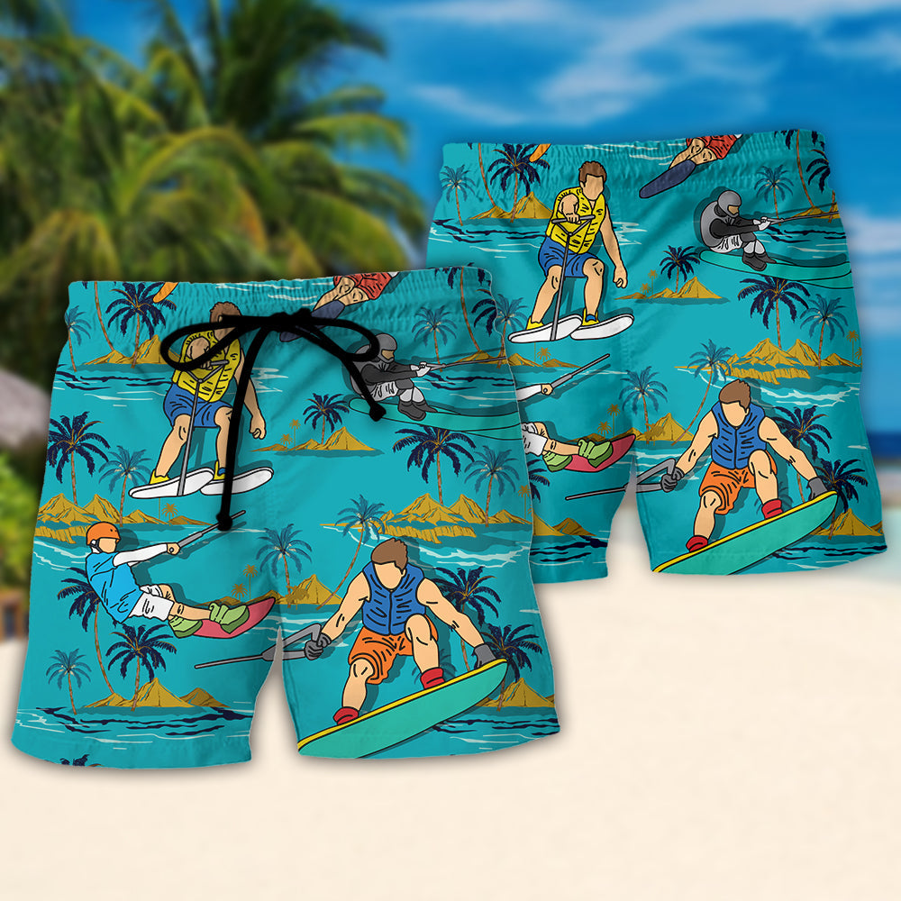 Waterskiing Real Grandpa Waterskiing Humor Beach Shorts For Outdoor Activities And Vacation Styling