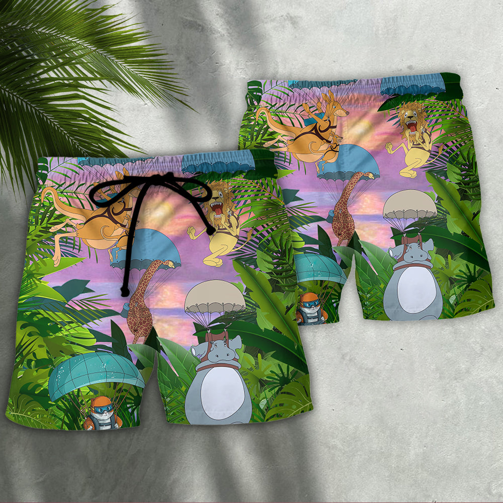 Spooky Parasailing Beach Shorts Pattern Detail For Relaxed Weekends And Leisure And Relaxation