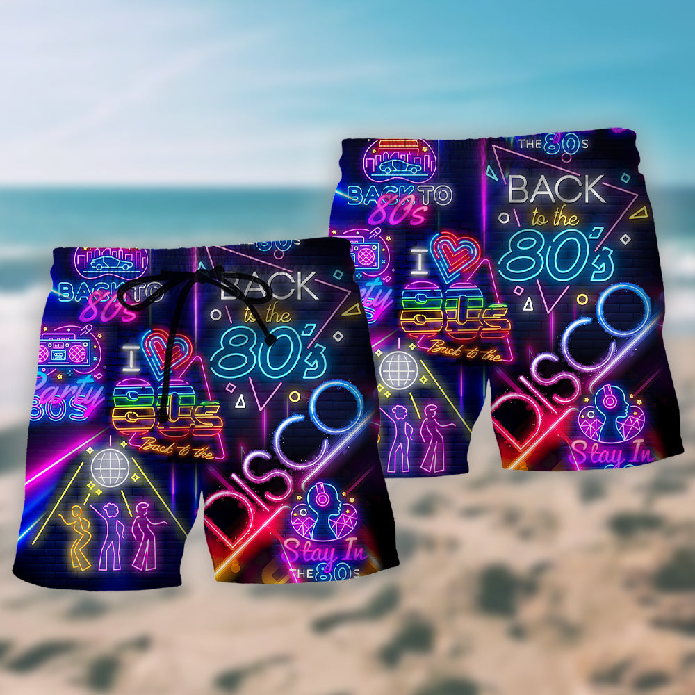 Disco Music Beach Shorts Pattern Detail For Tropical Escapes And Weekend Casual Style