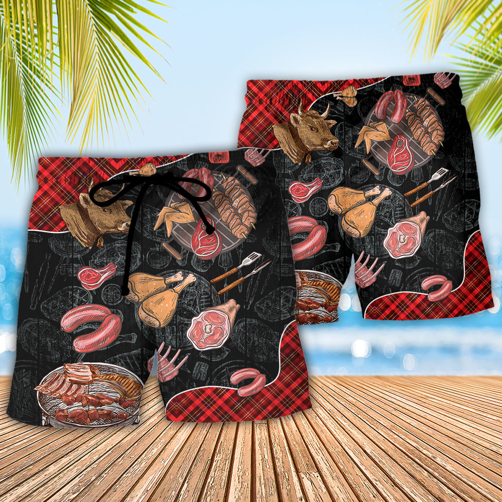 BBQ Chef Saved Me Funny Cooking Lover Beach Shorts For Summer Parties And Vacation Wear