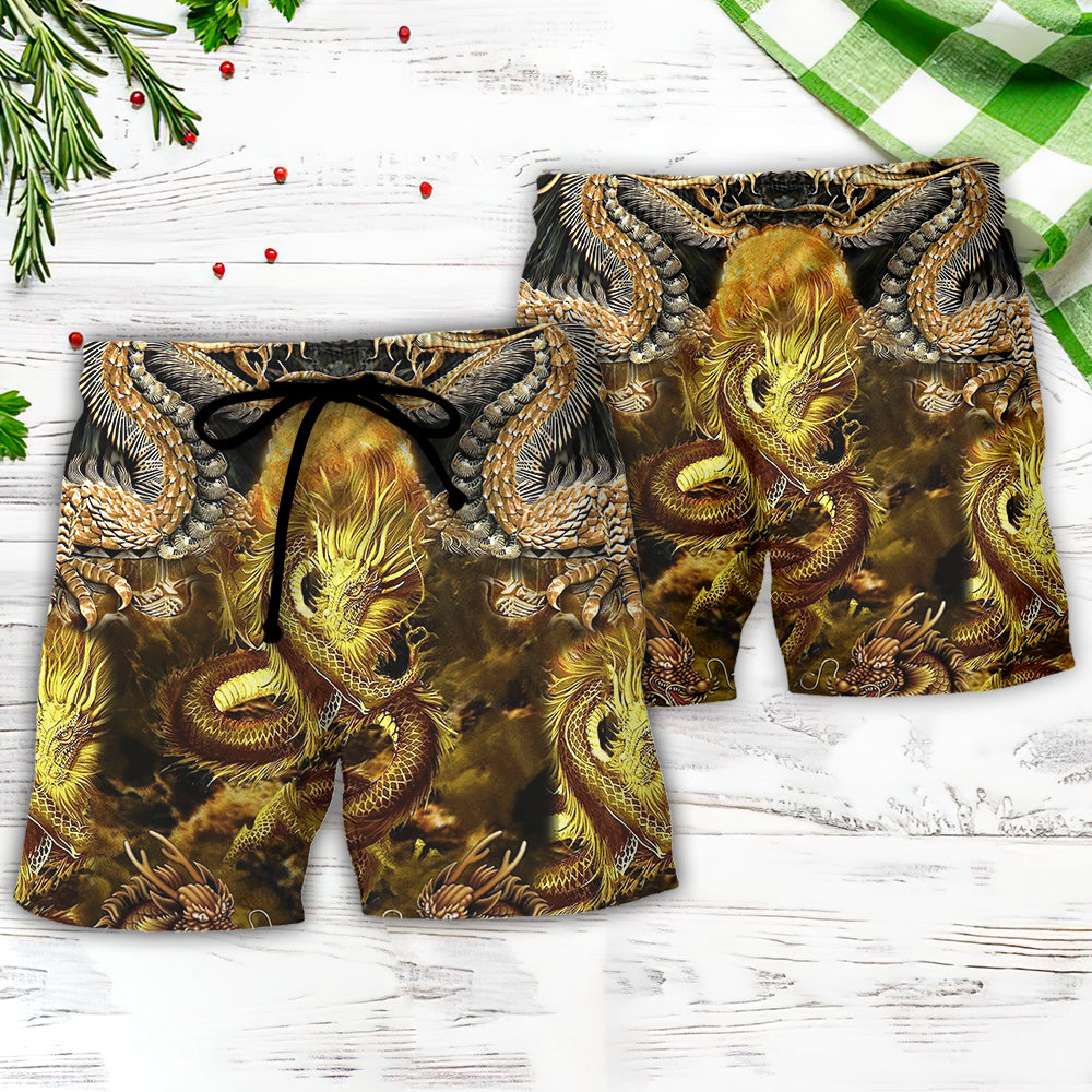 Moon Dragon Beach Shorts Pattern Detail For Sunny Day Adventures And Relaxed Casual Wear