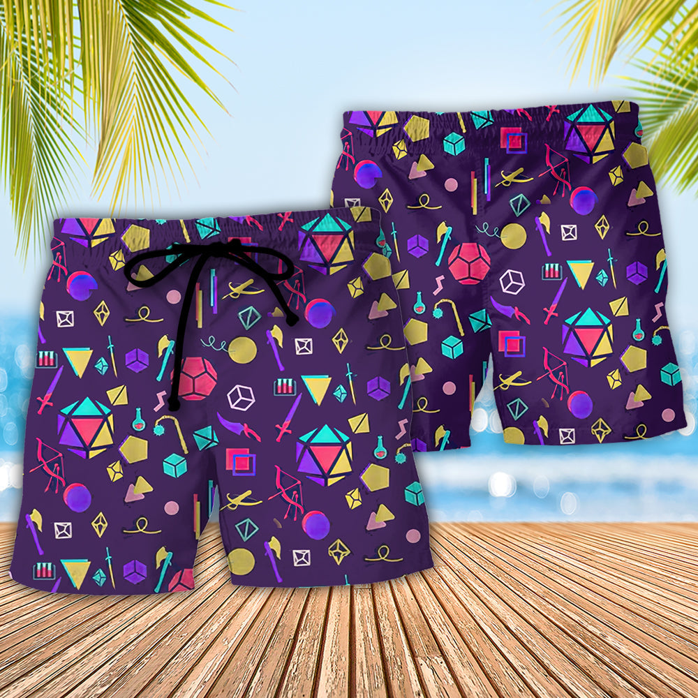 Purple Fantasy Roleplaying Beach Shorts Pattern Detail For Poolside Fun And Relaxed Casual Wear