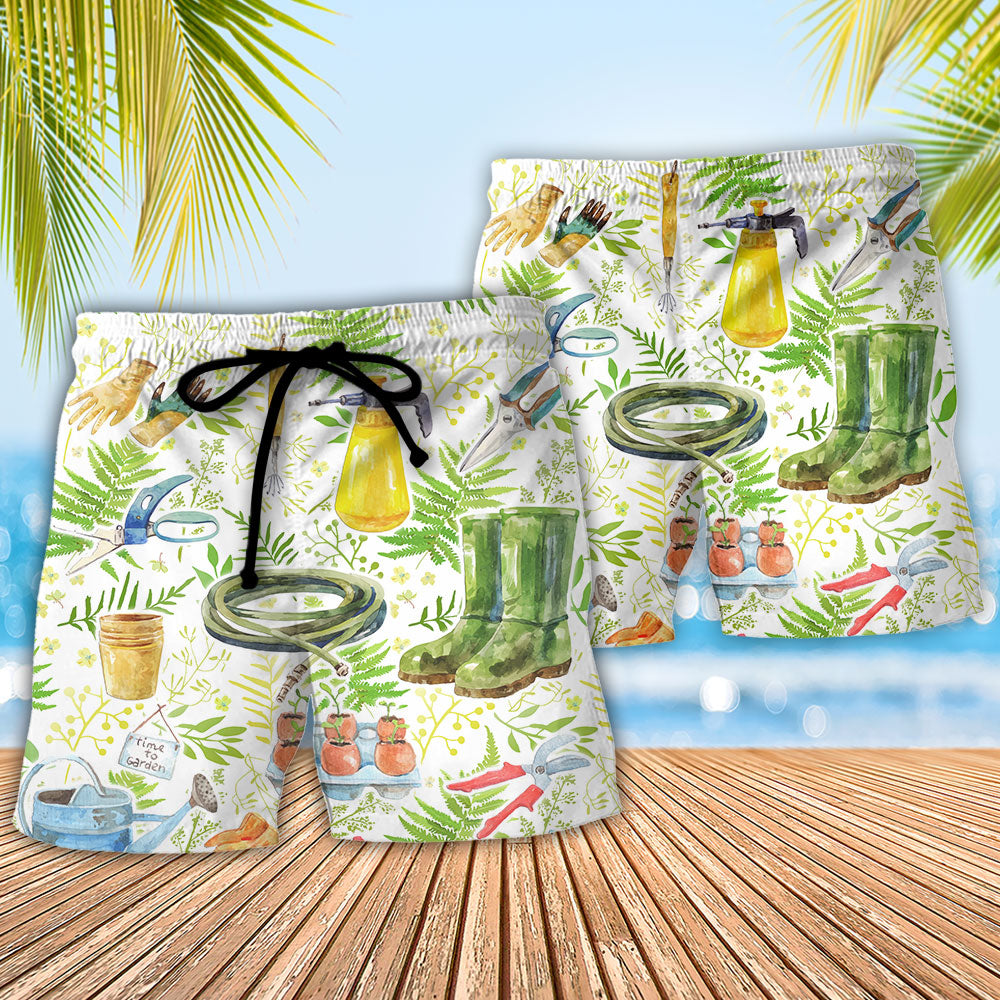 Vintage Gardening Beach Shorts Pattern Detail For Seaside Leisure And Versatile Outdoor Wear