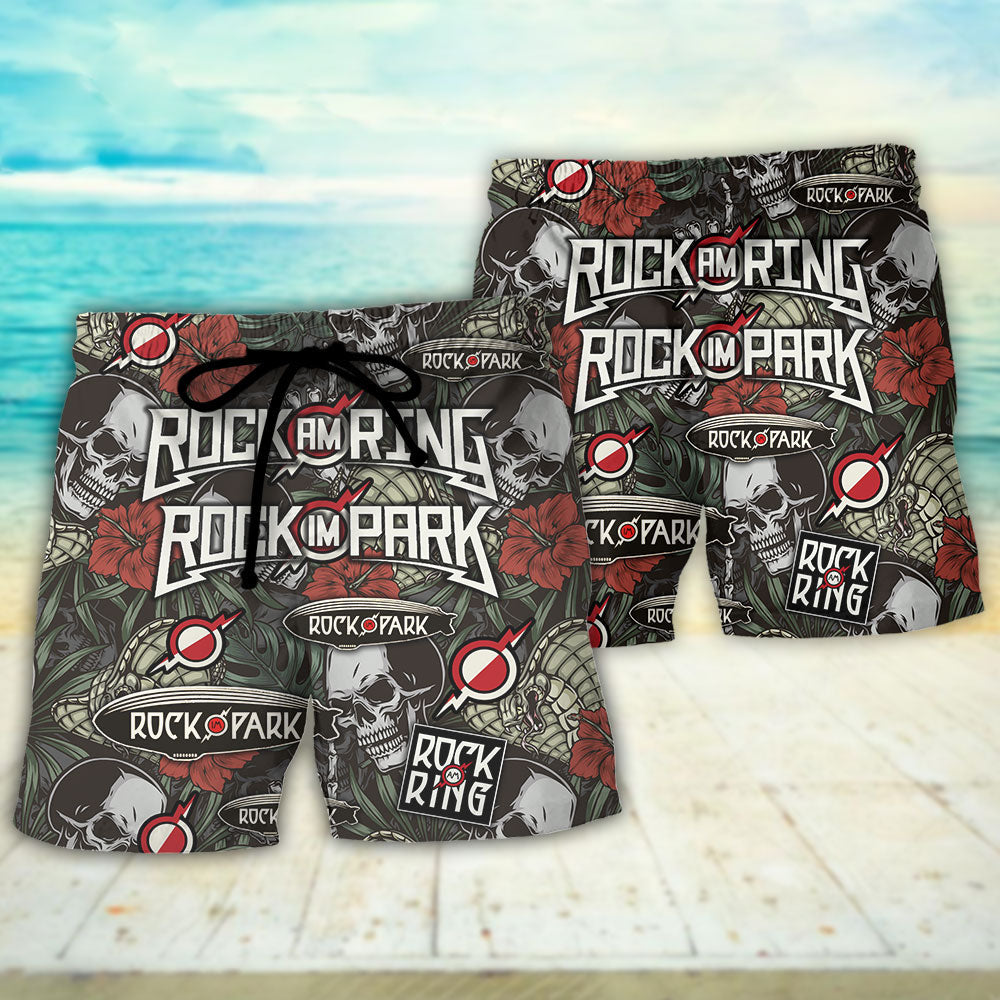 Rock Festival Music Lover Vibrant Style Beach Shorts For Beach Days And Casual Style