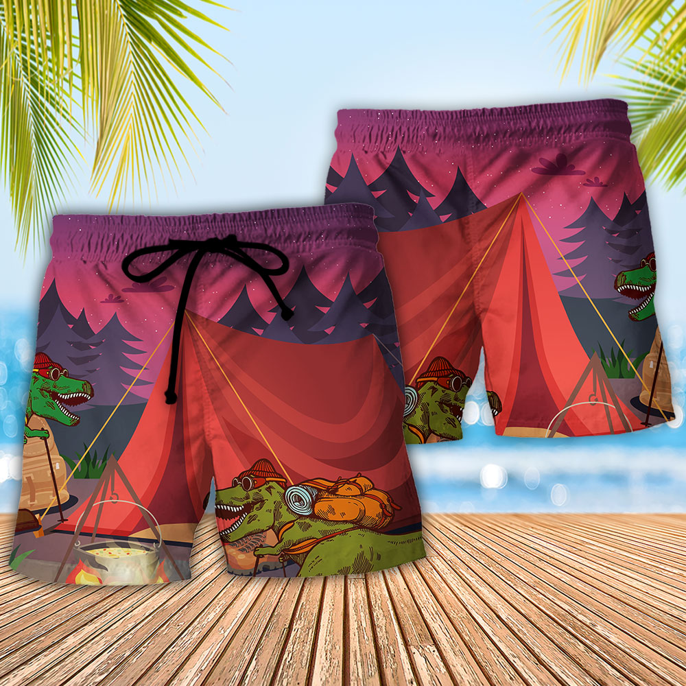 Camping Beach Shorts Pattern Detail For Casual Outings And Easy Warm Weather Wear