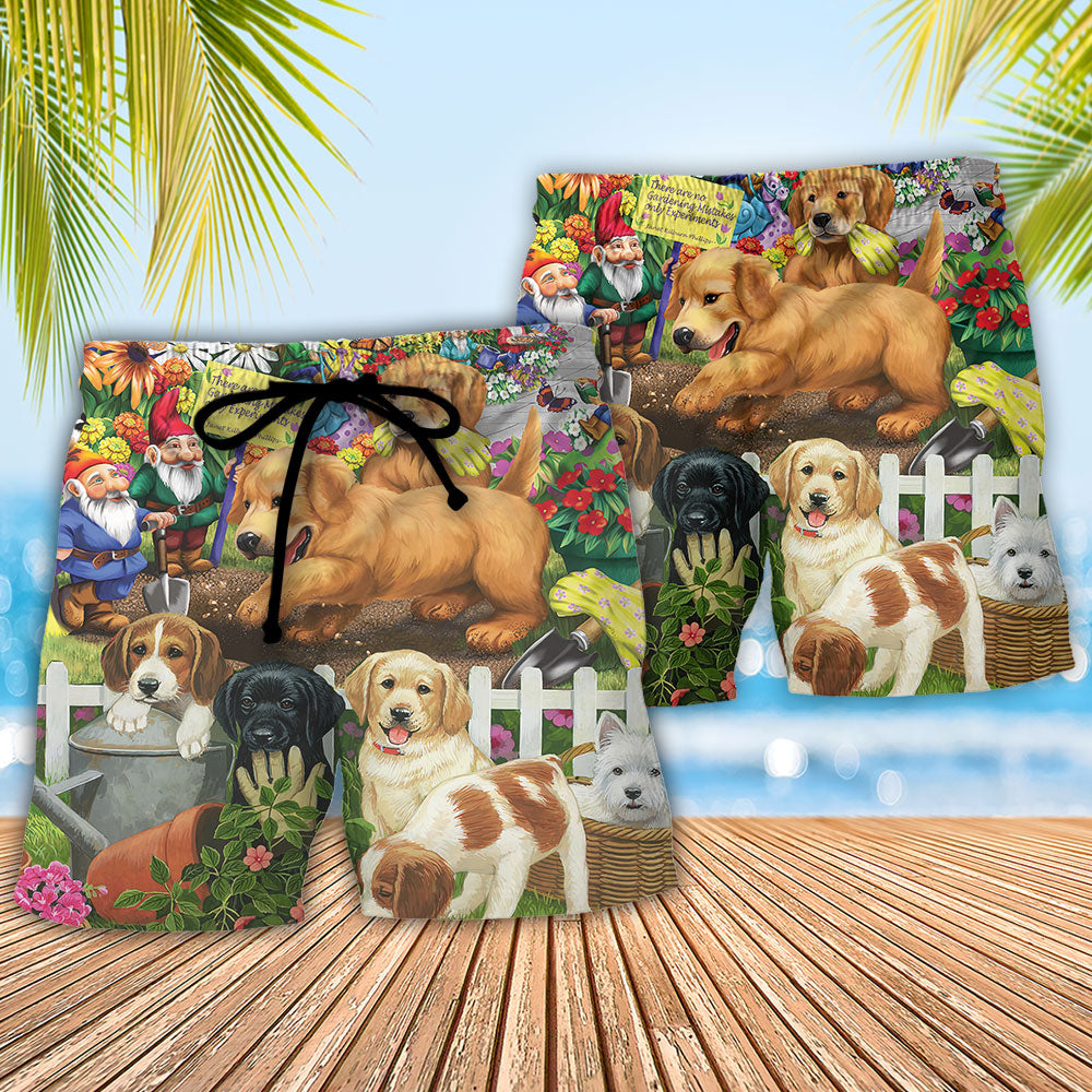Botanical Vintage Gardening Dog Beach Shorts Pattern Detail For Poolside Fun And Everyday Comfort