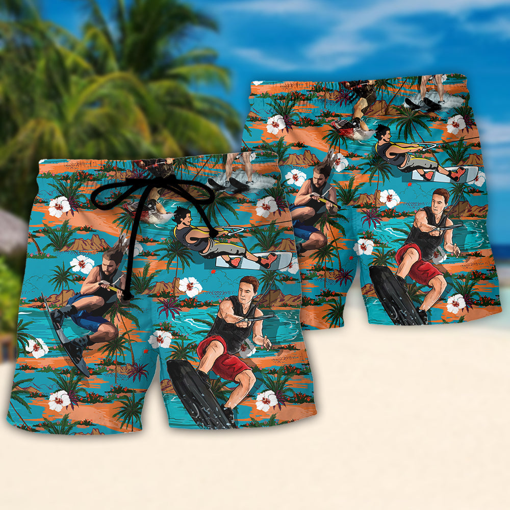 Water Skiing Beach Shorts Pattern Detail For Tropical Escapes And Comfortable Daily Use