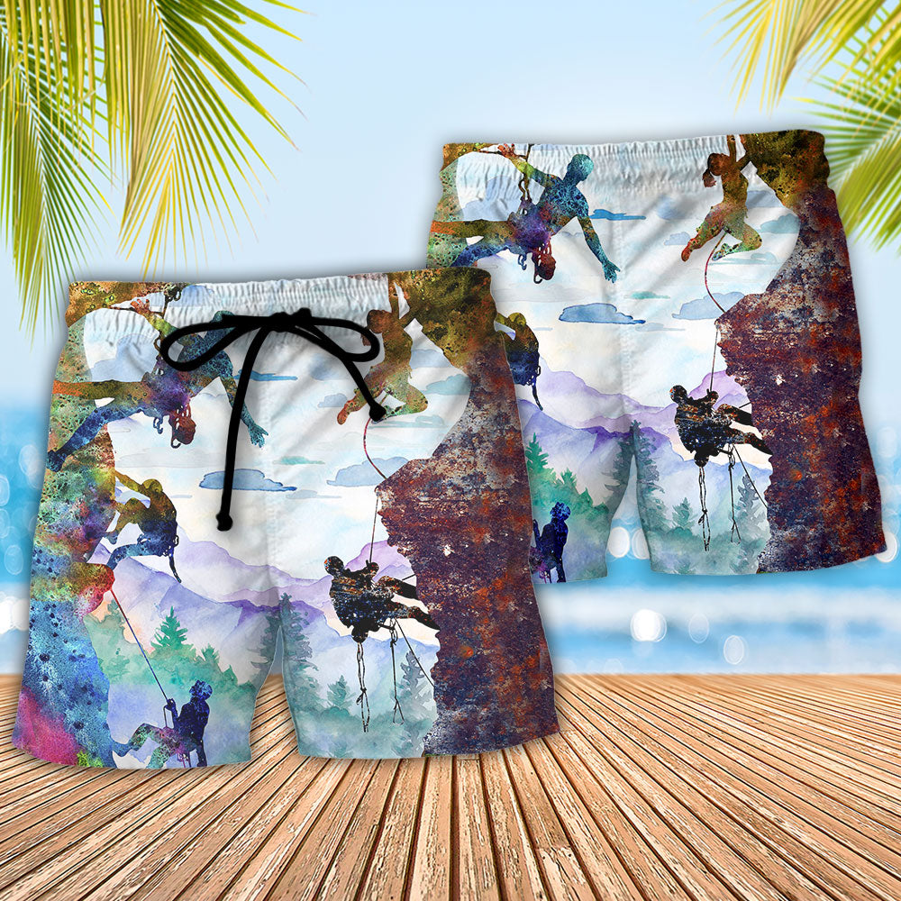 Rock Climbing Beach Shorts Pattern Detail For Casual Outings And Leisure And Relaxation