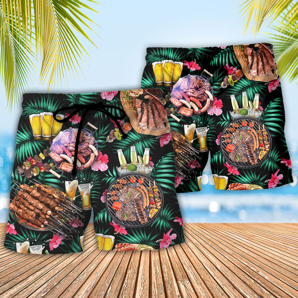 BBQ Food Beach Shorts Pattern Detail For Relaxed Weekends And Leisure And Relaxation