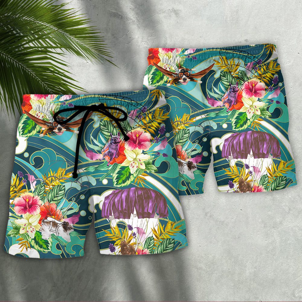 Parasailing Dog Beach Shorts Pattern Detail For Relaxed Weekends And Comfortable Daily Use