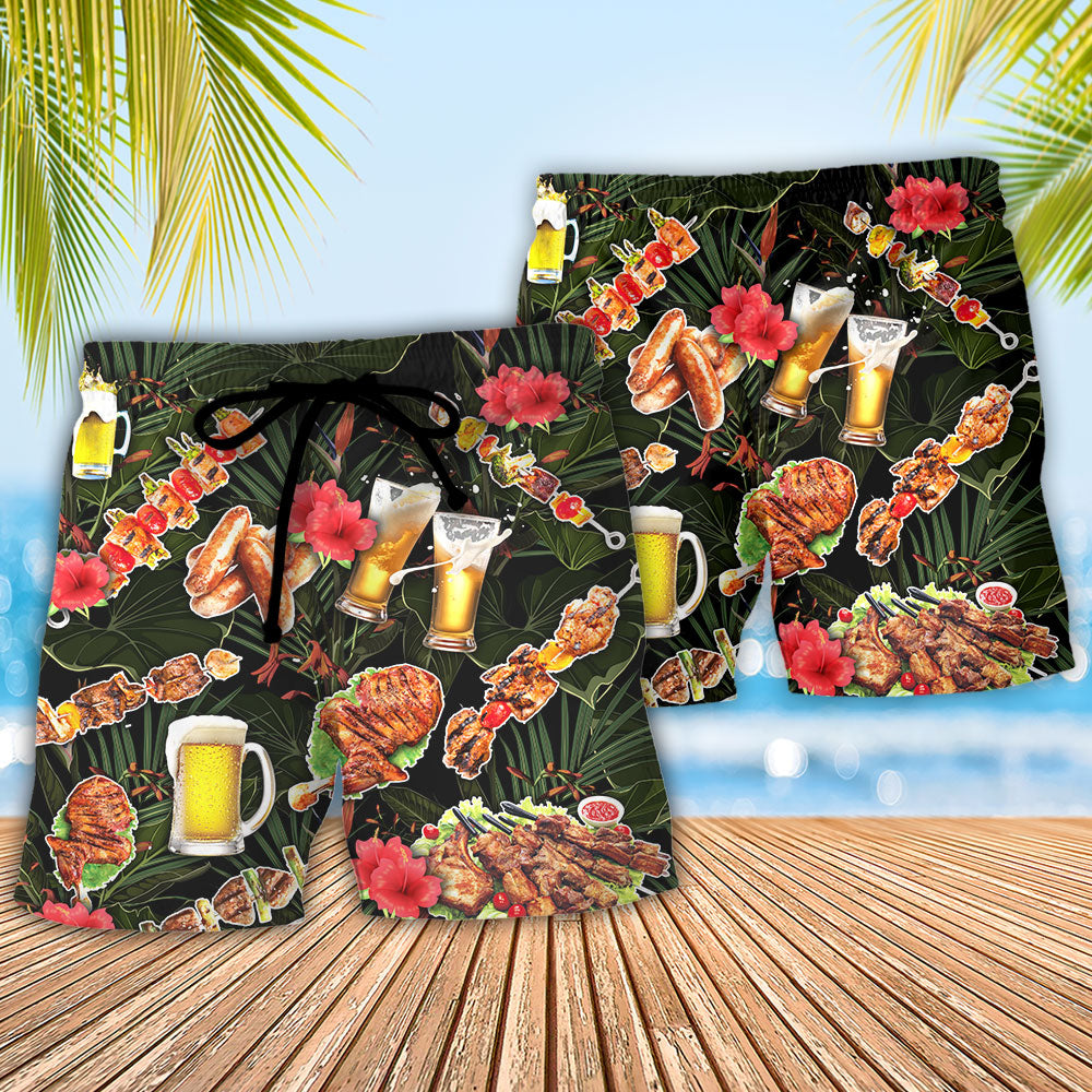 BBQ Beach Shorts Pattern Detail For Seaside Leisure And Lightweight Summer Style