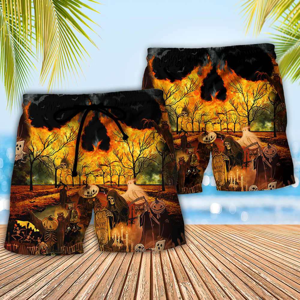 Halloween Beach Shorts Pattern Detail For Coastal Travel And Everyday Comfort