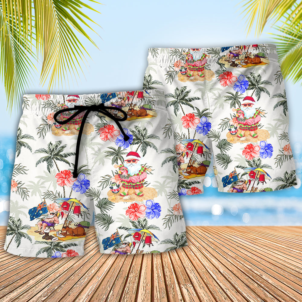 Santa Beach Therapy Christmas In July Beach Shorts For Holiday Beach Days