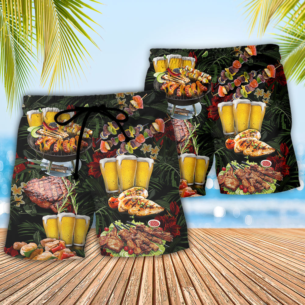 BBQ I Only Smoke The Good Stuff Funny Barbecue Beach Shorts For Weekend Getaways And Comfort