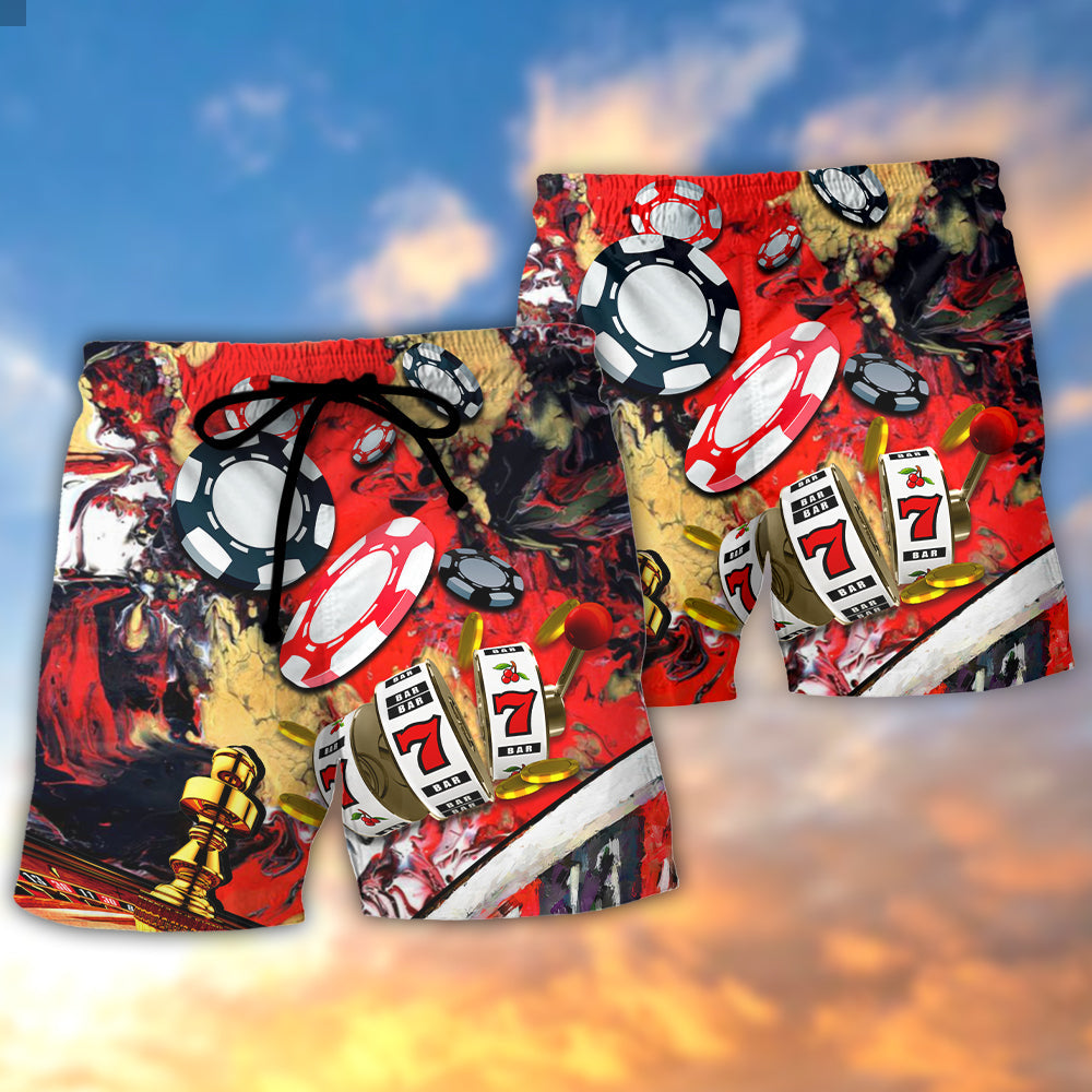 Casino Card Game Lucky Art Style Beach Shorts For Coastal Adventures And Resort Days