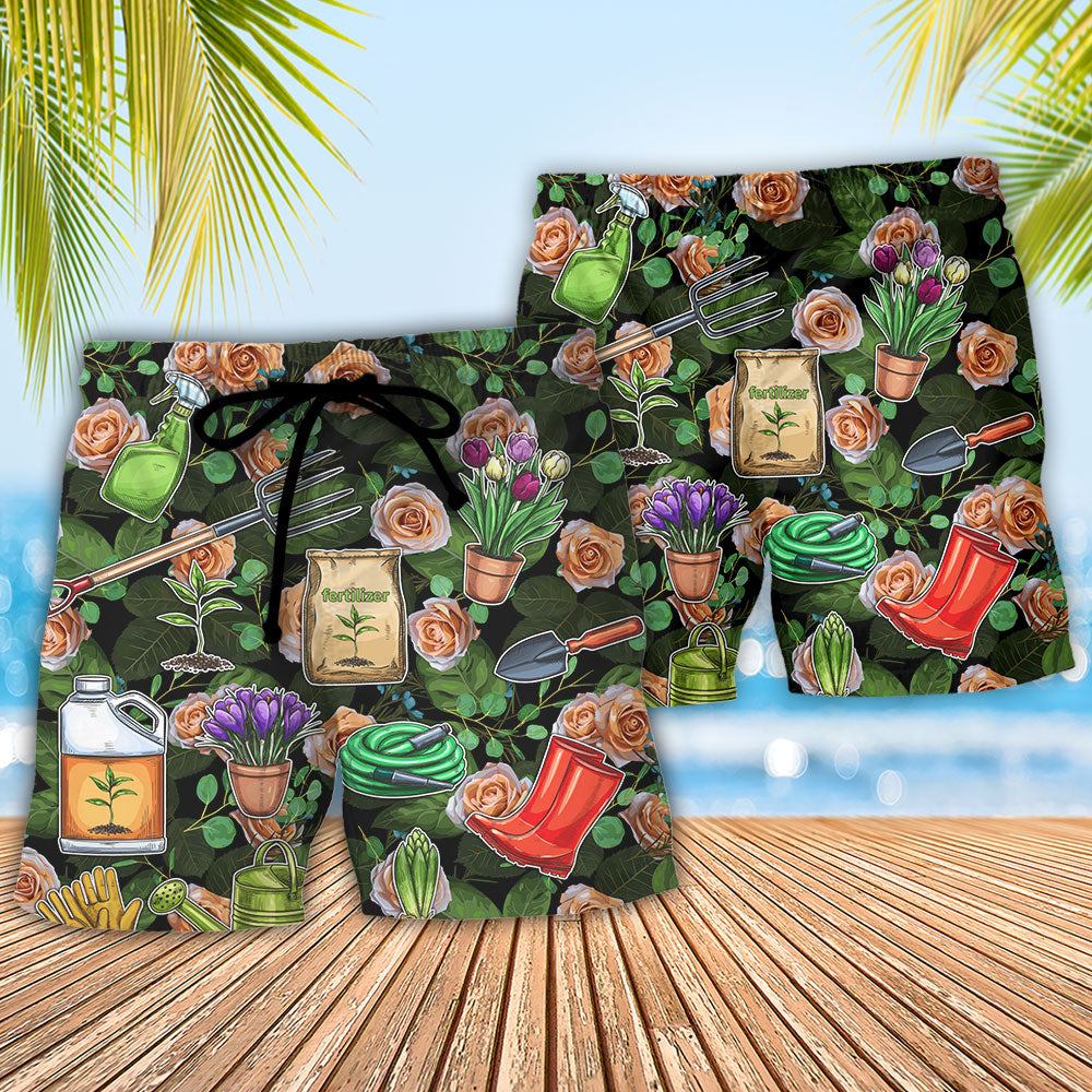 Botanical Vintage Gardening Beach Shorts Pattern Detail For Tropical Escapes And Leisure And Relaxation