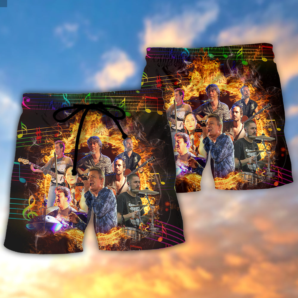 Musicians Playing Instruments Art Style Beach Shorts For Sunny Getaways And Casual Coastal Wear