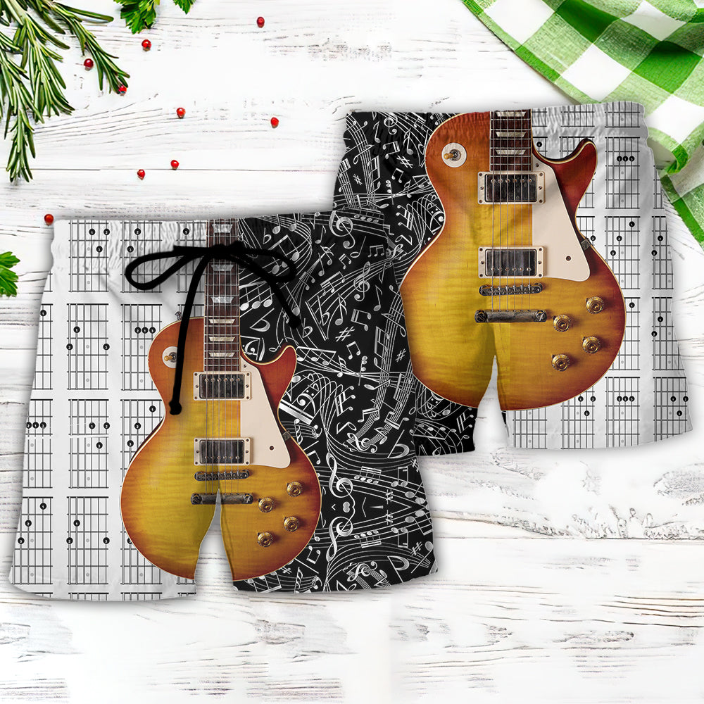 Guitar Musician Beach Shorts Pattern Detail For Sunny Day Adventures And Versatile Outdoor Wear