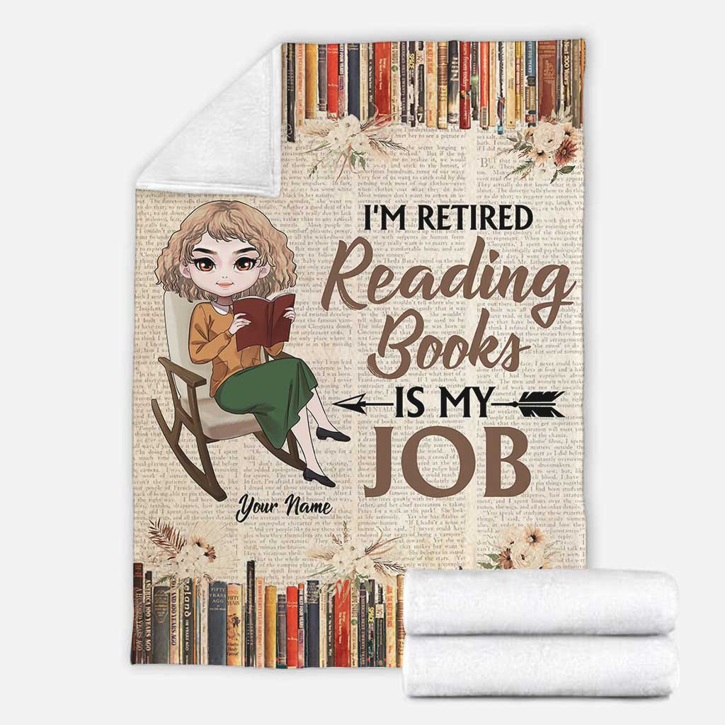 Book I'm Retired Reading Books Is My Job Personalized Flannel Blanket For Cozy Bedroom Sofa Decor