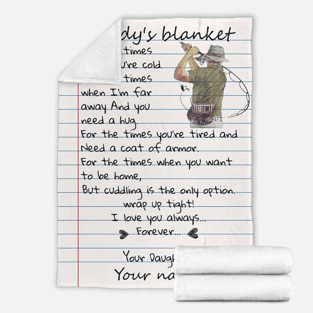 Fishing Daddy I Love You Personalized Flannel Blanket For Cozy Bedroom Sofa Decor