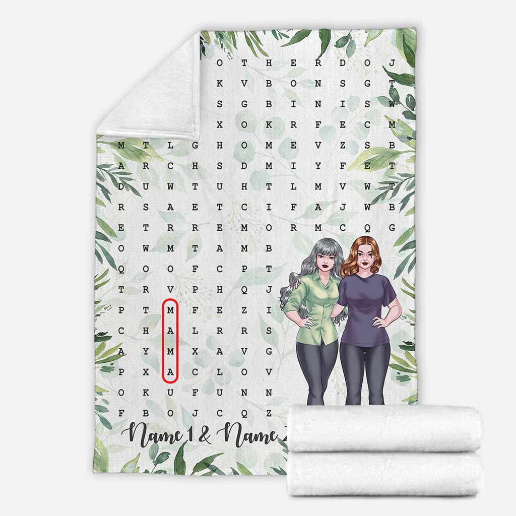 Family Love Mom Home Laughter Crossword Mothers Day Personalized Flannel Blanket For Cozy Bedroom Sofa Decor