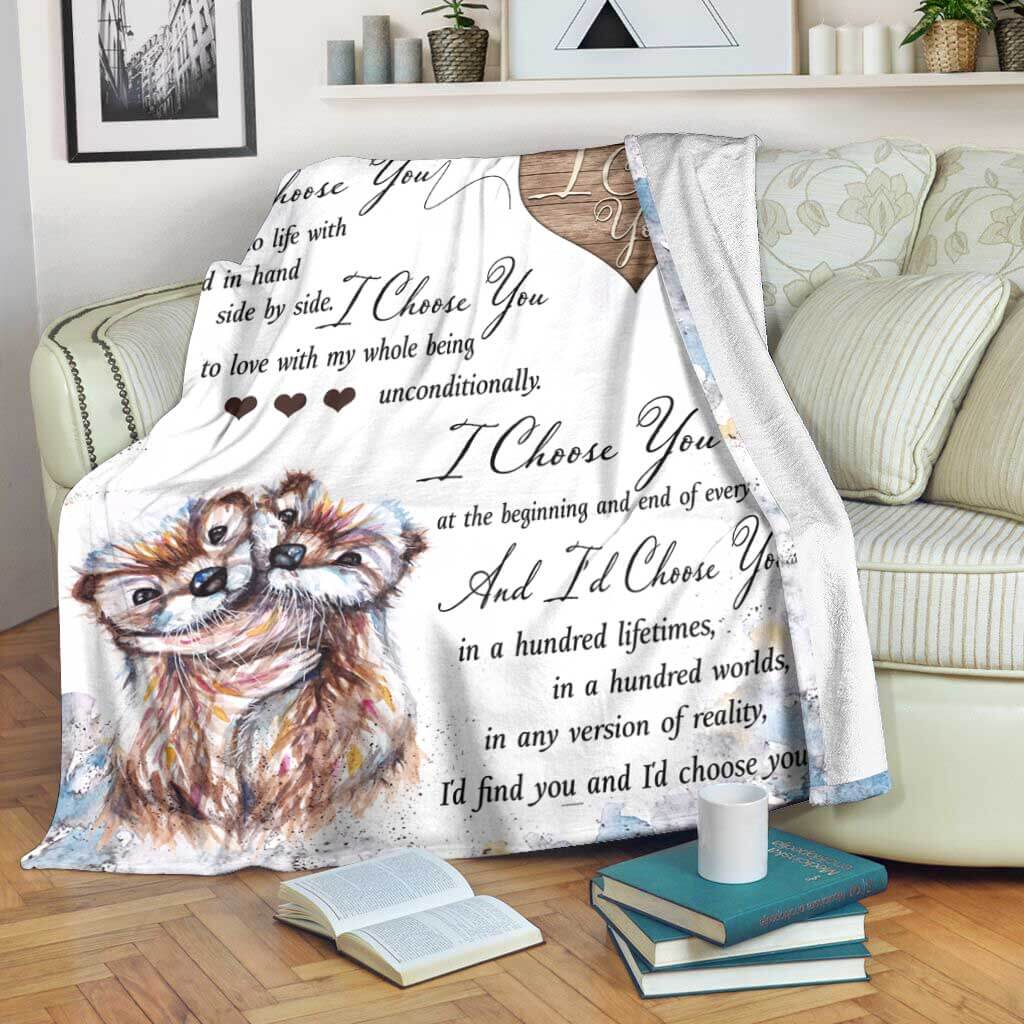 Cute Otter Love Gift Flannel Blanket For Cozy Bedroom Sofa Decor