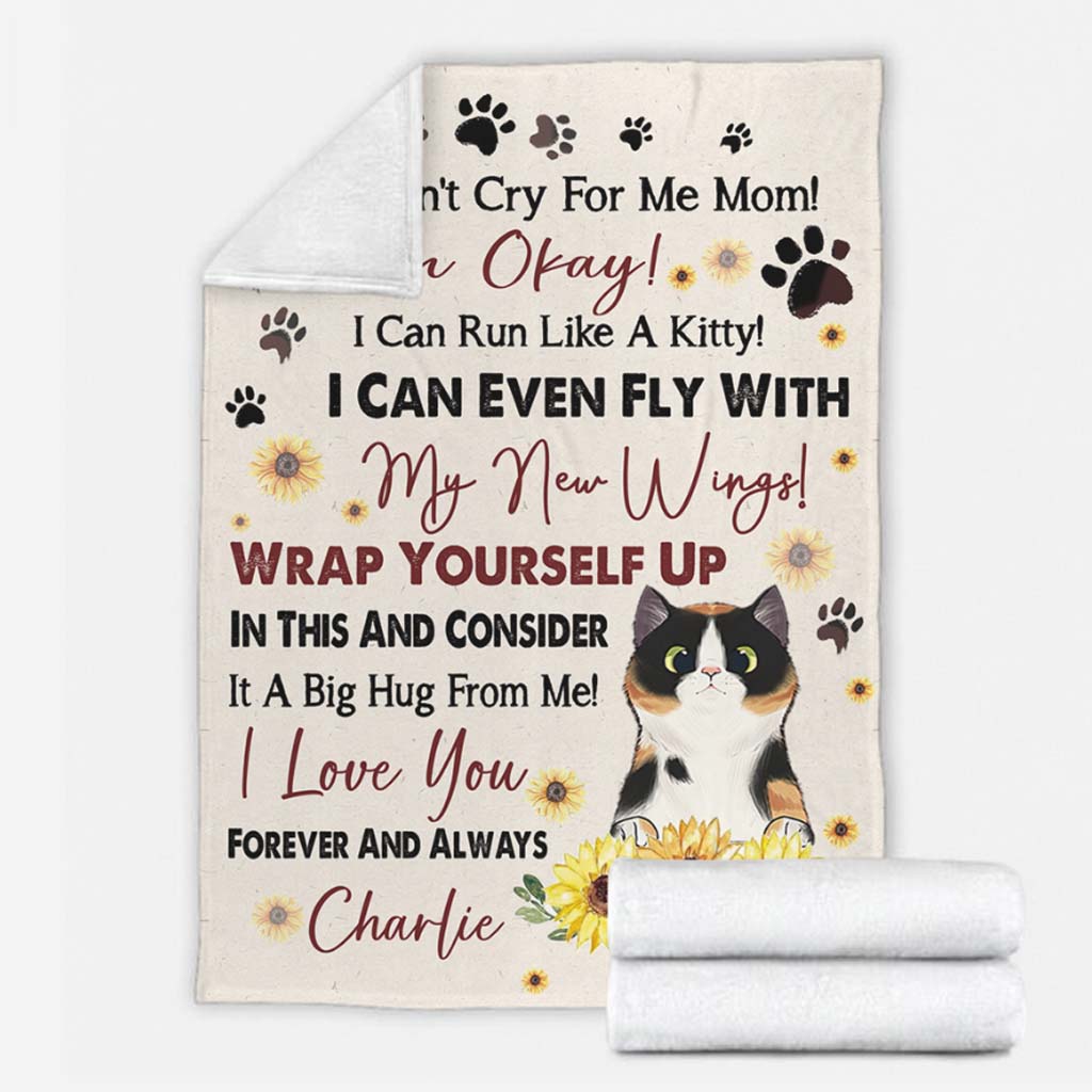 Cat Don't Cry For Me Mom Mothers Day Cat Personalized Flannel Blanket For Cozy Bedroom Sofa Decor