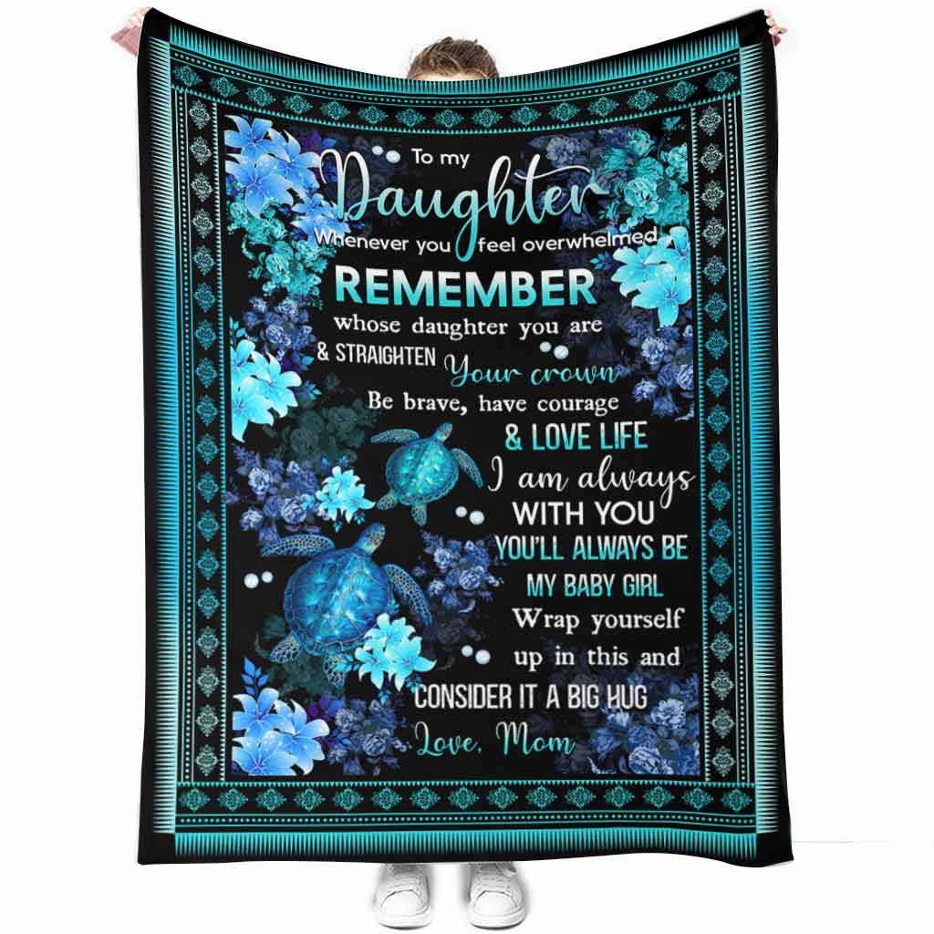 Turtle To My Daughter Flower Flannel Blanket For Cozy Bedroom Sofa Decor