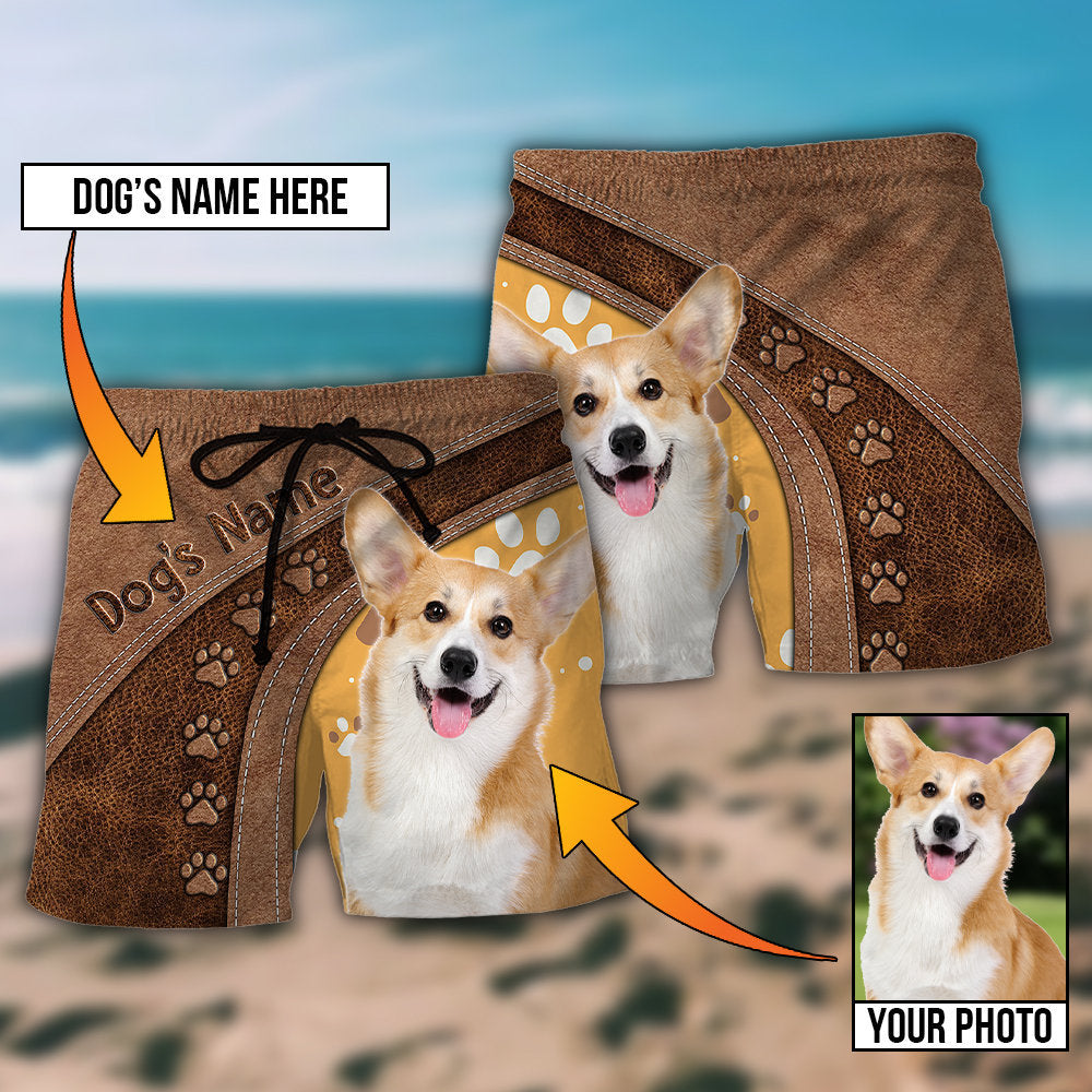 Dog Paw Lovely Dog Personalized Photo Beach Shorts Artwork View For Seaside Trips And Casual Style