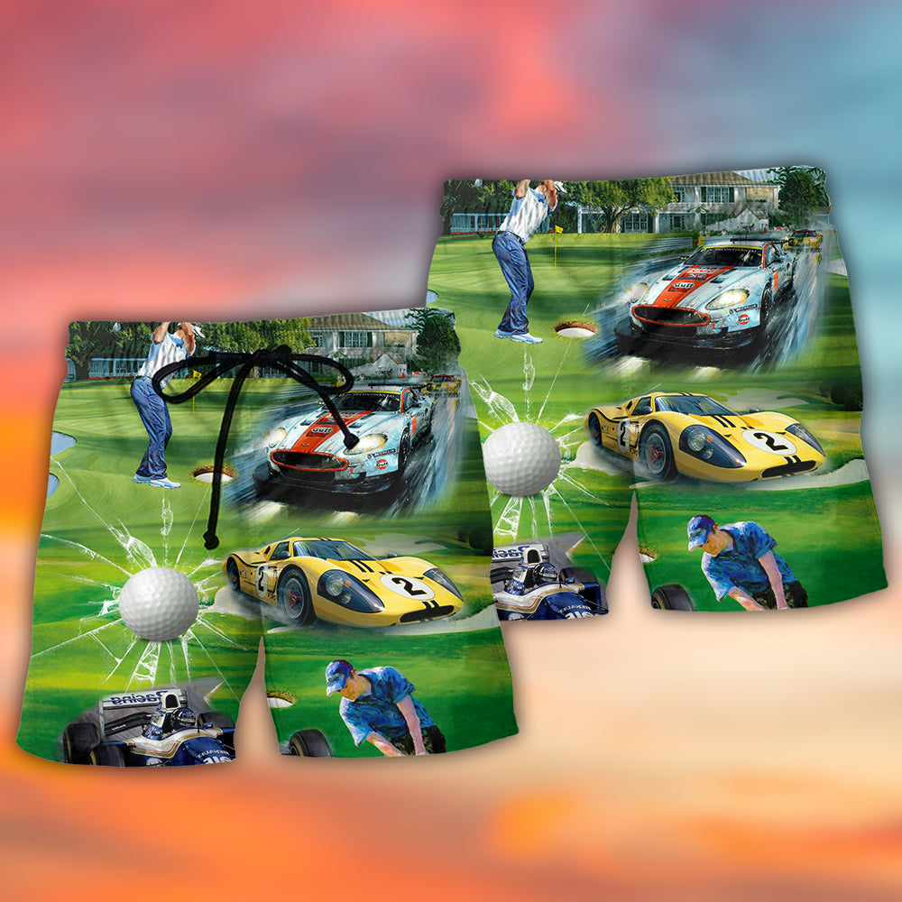Racing And Golf Love Forever Beach Shorts Design View For Comfortable Resort And Beach Styling