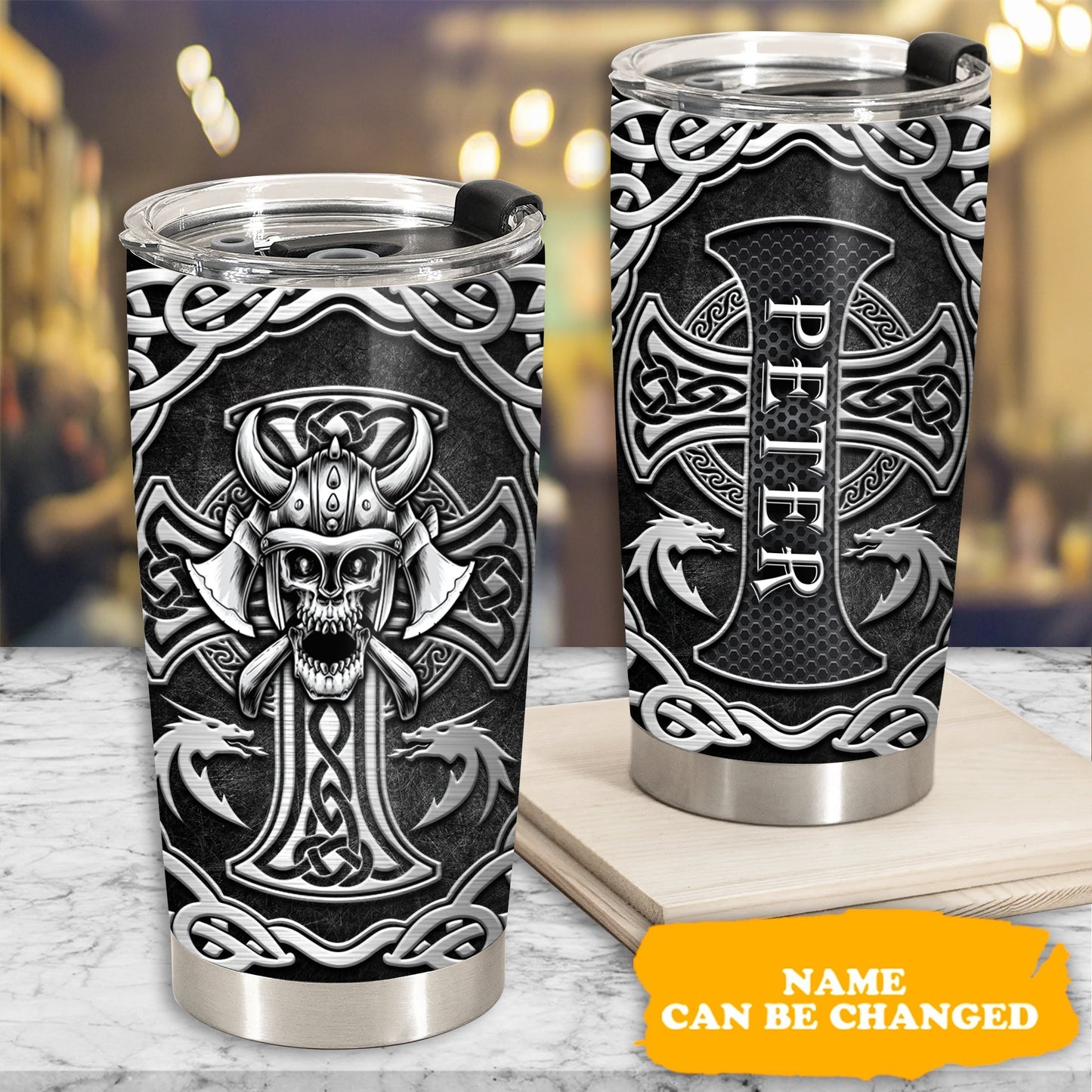 Viking Skull Personalized 20 Oz Tumbler For Coffee Travel And Daily Drinks