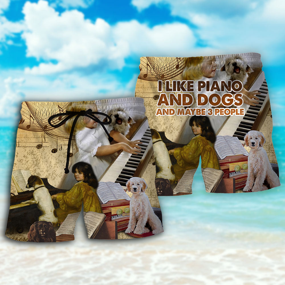 Piano Dog Lover Beach Shorts For Tropical Getaways And Weekend Adventures