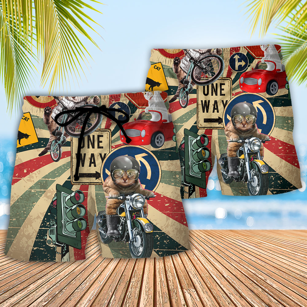 Cat Beach Shorts Pattern Detail For Outdoor Activities And Lightweight Summer Style