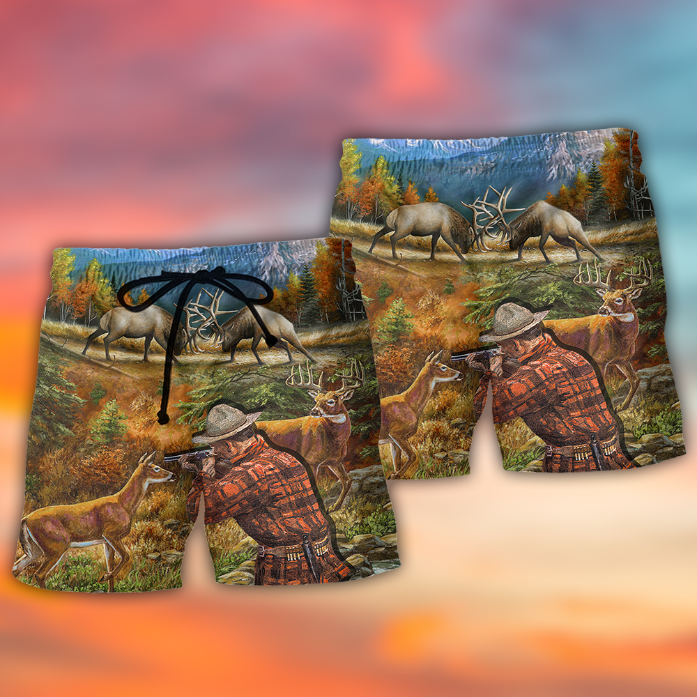 Hunting Deer Wildlife Beach Shorts For Resort Travel And Thoughtful Summer Gifting