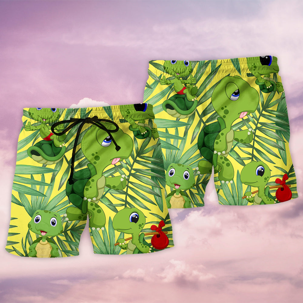 Turtle Beach Shorts Pattern Detail For Tropical Escapes And Lightweight Summer Style