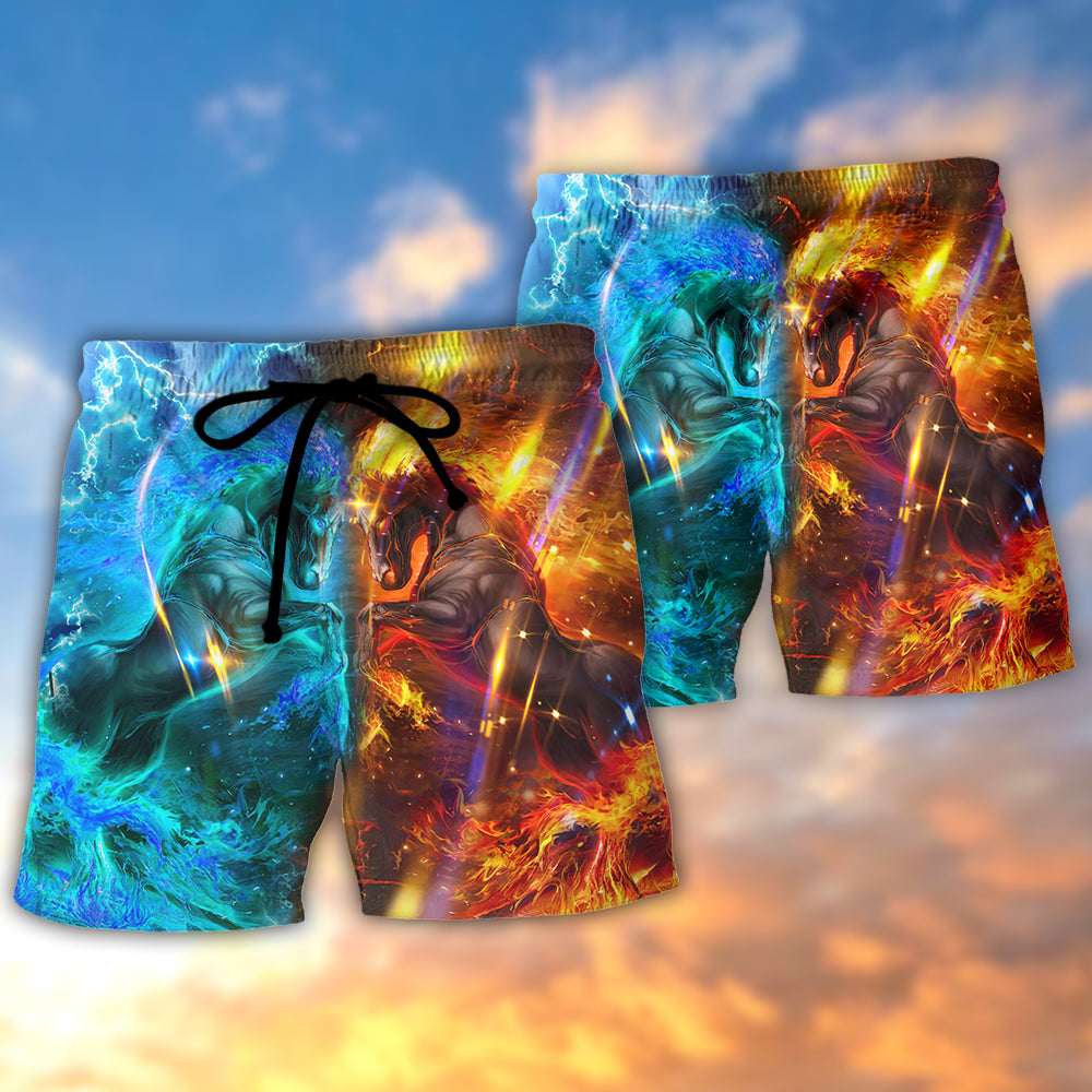 Wild And Free Horse Nature Beach Shorts Design Detail For Weekend Getaways And Beach Days