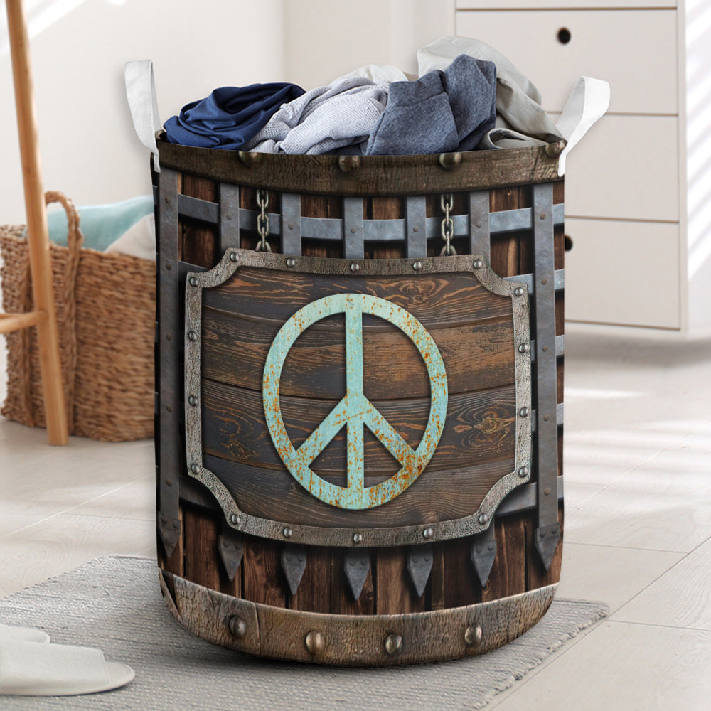 Hippie Vintage Sign Laundry Basket For Nursery Dorm And Home Storage