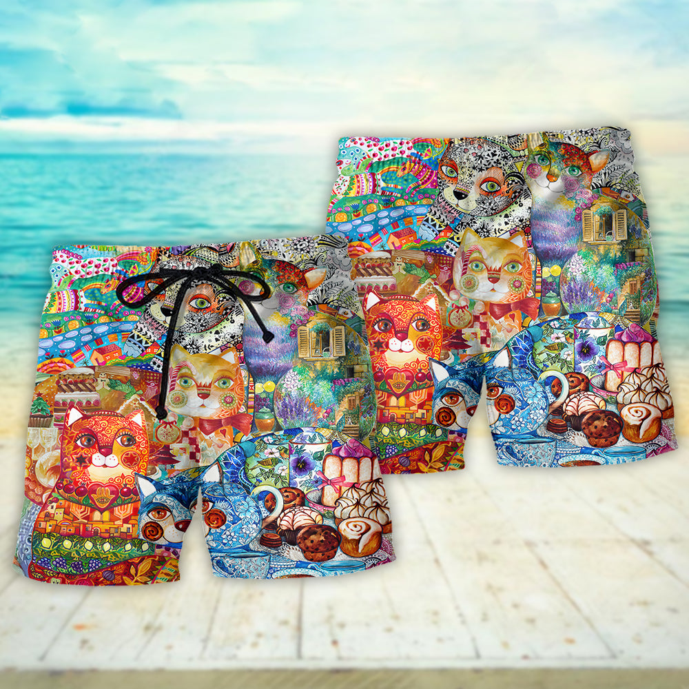 All You Need Is Love And A Cat Beach Shorts For Coastal Adventures And Relaxed Summer Wear