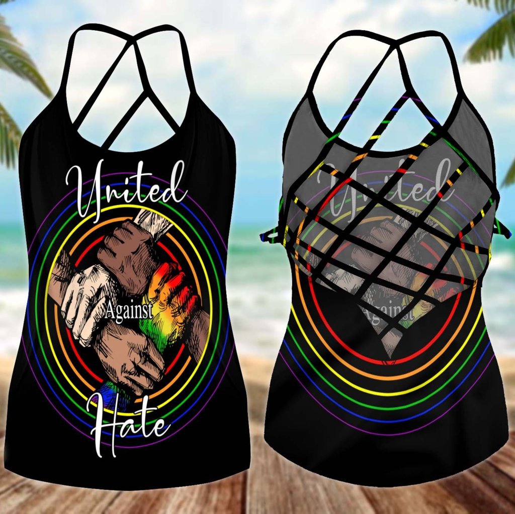 United Against Hate Hollow Tank Top For Yoga Workouts And Casual Wear